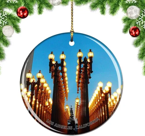 Miniatura 13 de California Los Ángeles Battleship Museum USA Christmas Tree Adorno Decoración Colgante Colgante Decoración City Travel Souvenir Collection Porcelana