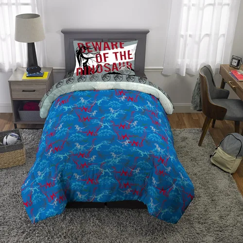 Miniatura 6 de Jurassic World Dominion Blue Velociraptor y Rexy T-Rex - Edredón reversible de microfibra súper suave, tamaño individual, ropa de cama de Franco