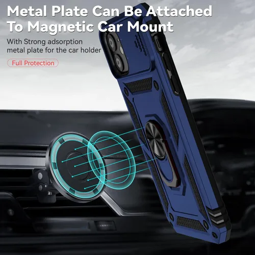 Miniatura 4 de Funda magnética compatible con iPhone 11 de 6.1 pulgadas, funda magnética para iPhone 11 con cubierta de cámara y soporte de grado militar, a prueba
