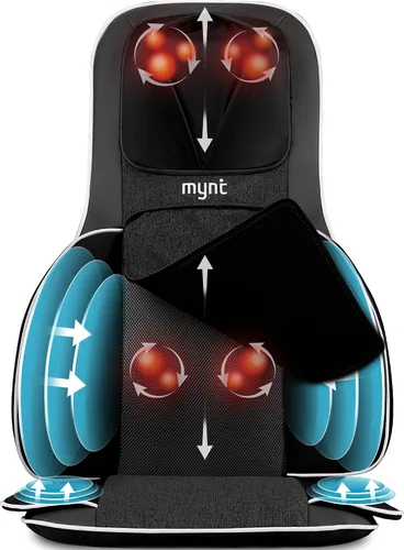Mynt Masajeador de espalda y cuello para aliviar el dolor de tejido profundo, masajeador de acupresión Shiatsu 3D con calor, masajeador de asiento