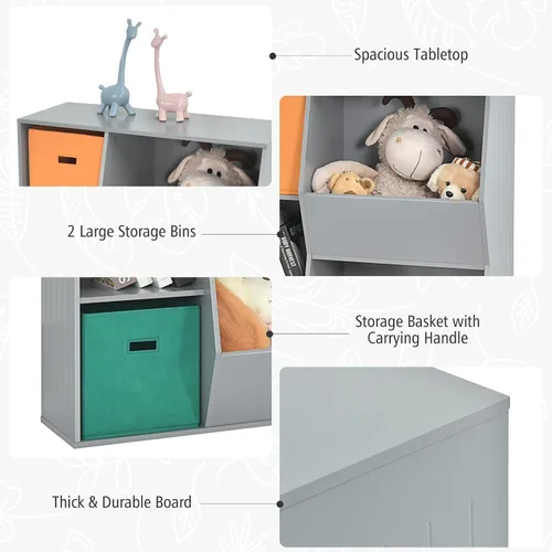 Miniatura 4 de Costzon Organizador de almacenamiento de juguetes para niños con 5 cubículos, estantería para niños y contenedores de almacenamiento de juguetes