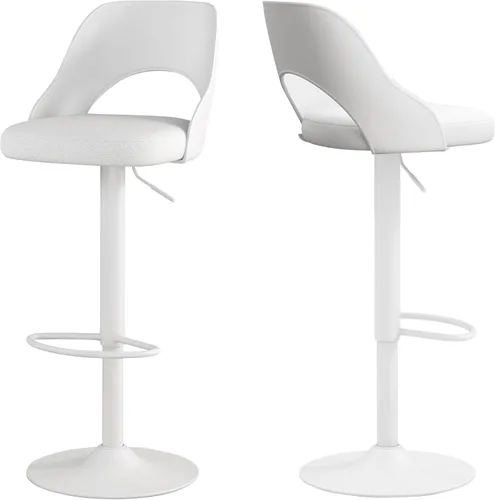Miniatura 15 de HENGJIANYI Taburete de bar giratorio ajustable en altura con respaldo hueco, silla tapizada con base de metal negro, asiento negro