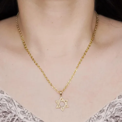 Miniatura 5 de PORI JEWELERS Colgante hexagonal de oro amarillo de 14 quilates con diseño de estrella de David, joyería fina, el mejor regalo de bendición