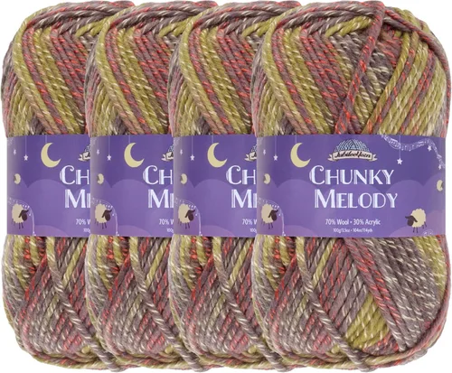 Miniatura 13 de JubileeYarn Chunky Melody - Hilo para tejer 100g/madeja, mezcla de lana gruesa, color maíz naranja - 2 madejas 15 Maíz Naranja