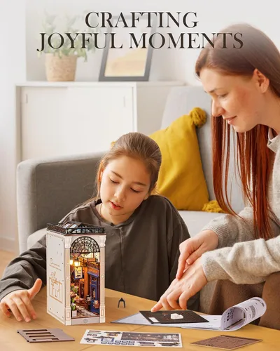 Miniatura 6 de Rolife - Kits de manualidades para rincón de lectura DIY para adultos, kit de casa de muñecas en miniatura, rompecabezas de madera 3D, estantes