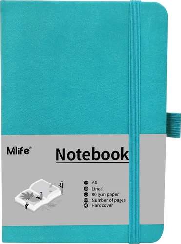 Miniatura 14 de Cuaderno pequeño A6, cuaderno de bolsillo forrado con soporte para bolígrafo, mini cuaderno de tapa dura, 192 páginas, 3.9 x 5.5 pulgadas Jurnal Azul