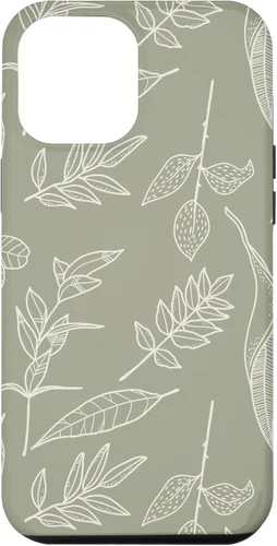 Miniatura 25 de Funda verde salvia para iPhone 13 Pro Max con diseño de hojas botánicas