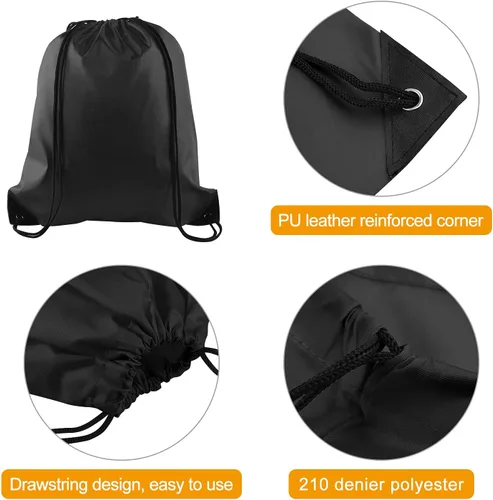 Miniatura 3 de PLULON 25 bolsas de mochila con cordón a granel, mochila con cordón, Negro -, Viajar