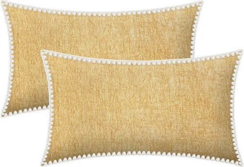 Miniatura 52 de BRAWARM Fundas de almohada 40x40 cm - Paquete de 2 fundas de almohada de chenilla negra, fundas de almohada de chenilla suave teñida sólida