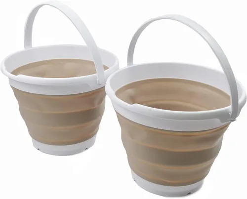 SAMMART Cubo de plástico plegable de 10 L (2.6 galones), bañera redonda plegable, cubo de agua portátil para pesca, bote de agua para exteriores,