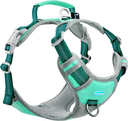 Miniatura 16 de ThinkPet Arnés deportivo transpirable, antitirones para perro, con asa, arnés reflectante y ajustable para perros medianos o grandes, clip trasero