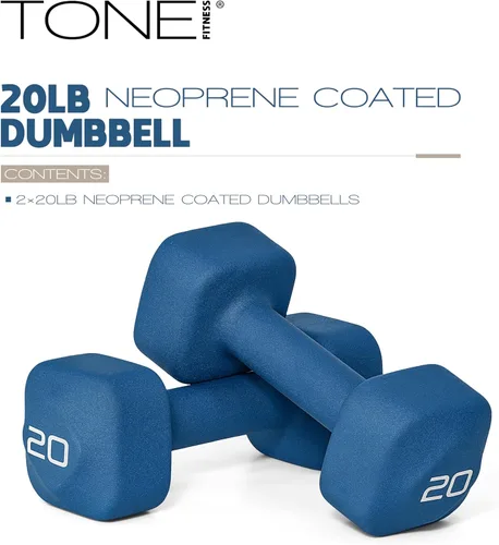 Miniatura 2 de Tone Fitness Pares de Mancuernas de Pesas de Neopreno con Cabeza Cuadrada Antirrodamiento Múltiples Opciones Azul