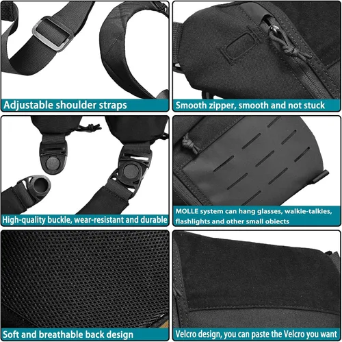 Miniatura 6 de FLWVOG Bolsa de transporte oculta para hombres, bolsas cruzadas para pistolas pequeñas y medianas, bolsa Ccw, bolsas EDC para senderismo, viajes