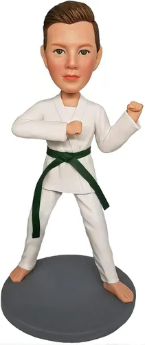 Figura personalizada de Bobble-Heads Muñeca, Taekwondo 6th Dan Man Custom Bobble Head, Figuras de Cabeza Bobble Hecho a mano, Escultura