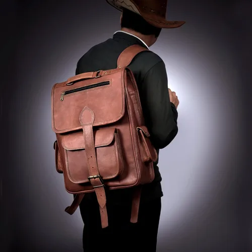 Miniatura 9 de cuero Mochila vintage de cuero de grano completo para laptop, mochila hecha a mano, calidad premium y encanto clásico, mochila de cuero para hombres