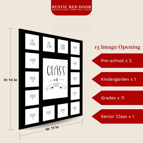 Miniatura 2 de Rustic Red Door Co. Tapete de Fotos Clase de 2023 (11" x 14") Tapete de Marcos de Fotos Collage para Fotos Escolares - Sin Marco Tapete de Fotos
