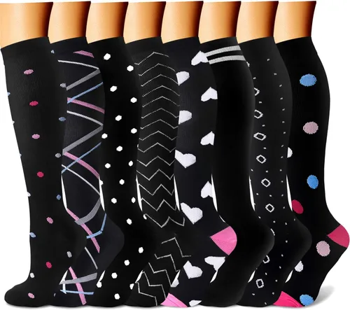 Calcetines de compresión para mujeres y hombres 15-20 mmHg, mejores para uso médico, enfermería, para correr, atletismo, varices, viajes 803