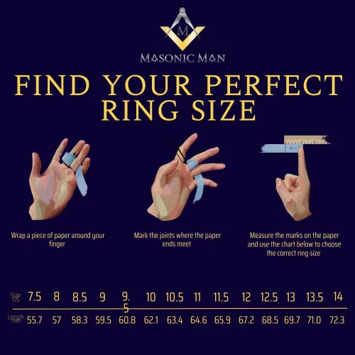 Miniatura 5 de MasonicMan Anillo masónico de titanio negro para hombre, grabado latino