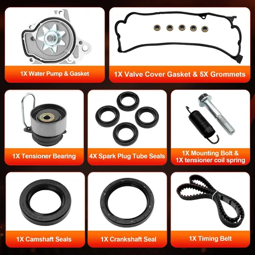 Miniatura 5 de Kit de correa de distribución del motor con bomba de agua Compatible con Honda Civic HX EX LX GX DX 1.7L L4 SOHC 16V 2001-2005 Reemplaza #