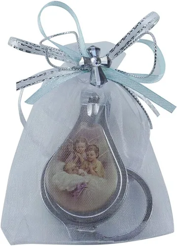Miniatura 3 de 12 llaveros de bautismo con cortaúñas y abridor de recuerdos de fiesta para bebé niño (Bautizo Recuerdos/Baby Angel Design en bolsas decoradas)
