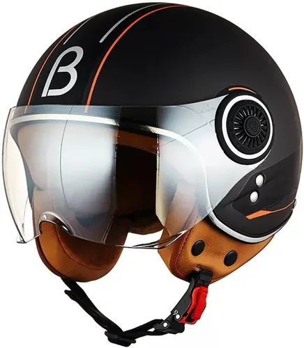 Miniatura 8 de Casco de motocicleta aprobado por el DOT, casco retro 3/4 de cara abierta con visera, casco vintage para scooter para mujeres y hombres adultos