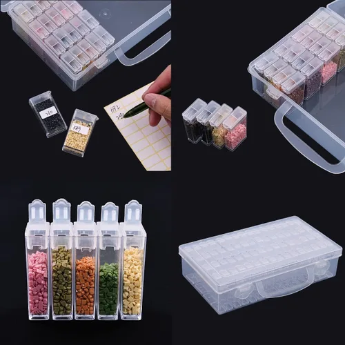 Miniatura 6 de Huacan Contenedores de Almacenamiento para Pintura de Diamantes, Accesorios para Pintura de Diamantes, Caja de Almacenamiento de 64 Rejillas