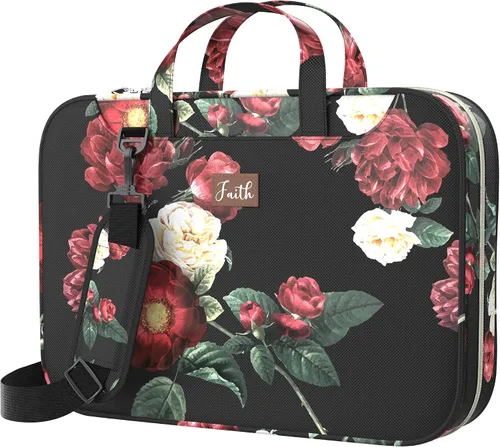 Miniatura 2 de DEHITE Bible Cover Case for Women – Floral Black Bible Bag Carrying Case – Messenger Bag