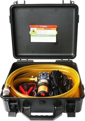 Kit de bomba de transferencia de combustible Steauty 12V 75W, mueve hasta 110 galones de gasolina o diésel por hora, con tubo de combustible de alta