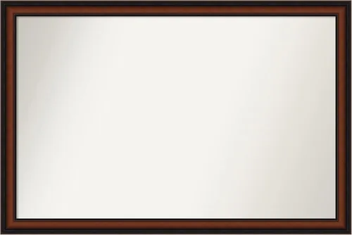 Miniatura 273 de Amanti Art Espejo de pared personalizado no biselado (24 x 27 pulgadas), marco estrecho de nogal chipre - varios tamaños personalizados - Espejo