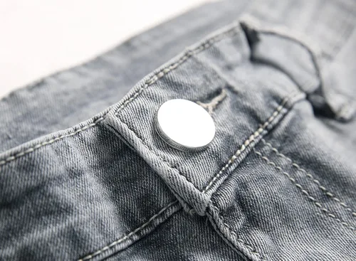Miniatura 3 de SRETOUU Pantalones de mezclilla ajustados para hombre elásticos rasgados elásticos ajustados desgastados de pierna cónica