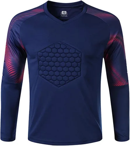 Hansber Kids Boys Soccer Goalkeeper Jersey Padded Goalie Shirts Football Training Uniform Soccer Kit Sweatshirts