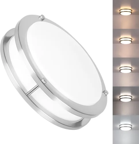 Miniatura 19 de Paquete de 2 Lámparas de Techo Negras, Lámpara de Techo LED de Montaje al Ras de 10 Pulgadas - Luces LED de Baño y Dormitorio Negro Mate