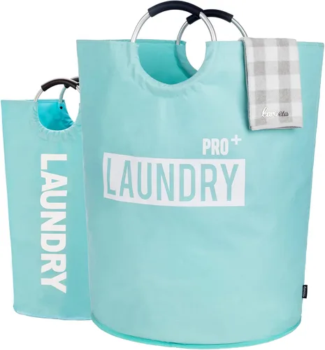 Caroeas Cesta de lavandería súper grande de 150 litros Pro, cesta de lavandería impermeable, cesta de ropa de pie bien, bolsa de lavandería con asas