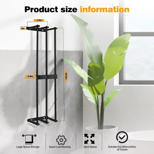 Miniatura 2 de Toallero de pared para baño pequeño, 3 barras para baño, toallero para pared de baño, organizador de baño, toallas para baño pequeño, caravana