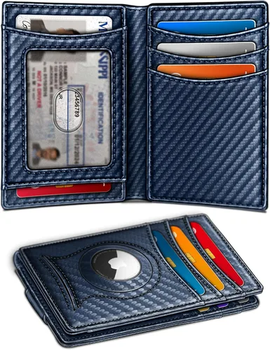 Miniatura 21 de BULLIANT Billetera Airtag para hombre, delgada con clip para dinero, cierre magnético, 12 tarjetas en el bolsillo frontal, bloqueo RFID