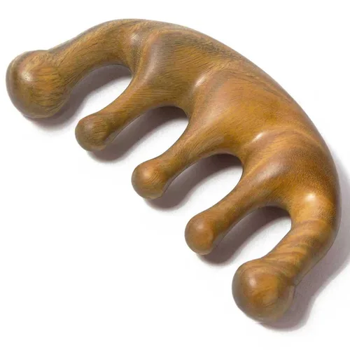 Miniatura 10 de Peine de masaje de madera, masajeador de cuero cabelludo de madera, Gua Sha para relajación del estrés, peine Loc para Sisterlocks - Sándalo verde