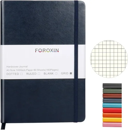 Miniatura 18 de Cuaderno de diario en blanco, negro, 160 páginas, tamaño mediano de 8.3 x 5.7 pulgadas, papel grueso de 3.53 oz/m², tapa dura
