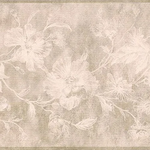 CONCORD WALLCOVERINGS ™ Papel Pintado Frontera Floral Patrón Flores Hojas Para Dormitorio Sala De Estar, Beige, 15 pies Por 7 in KH5897B Beige