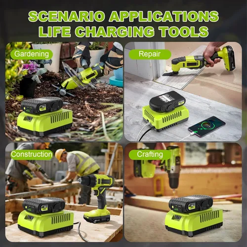 Miniatura 8 de Cargador rápido P117 de repuesto para cargador de batería Ryobi de 18 V, compatible con Ryobi 12V-18V ONE+ Litio, NiCad, NiMh y herramientas