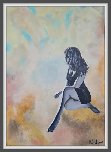 Pintura hecha a mano, acrílico sobre lienzo, arte de pared original abstracto, pieza única firmada por la artista, certificado de autenticidad,