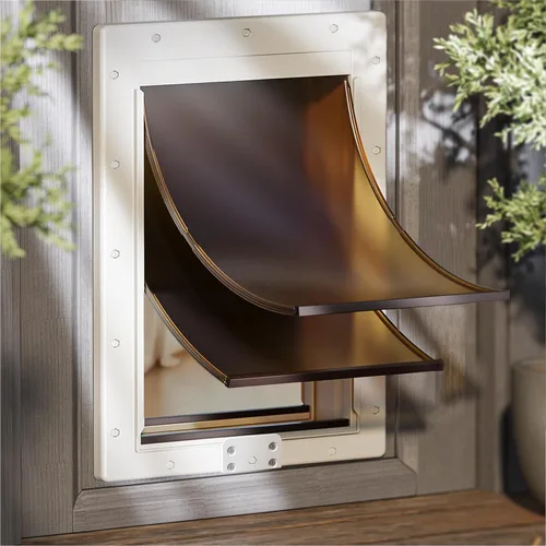 Miniatura 10 de Puerta para Perros Sin Óxido con Marco de Plástico Duradero, Puerta para Perros Mediana para Puertas Interiores y Exteriores, Puerta para Perros