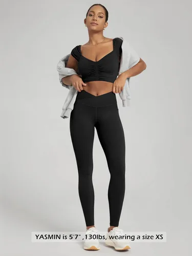 Miniatura 4 de ODODOS Leggings Suaves como Mantequilla de Cintura Cruzada con Bolsillos para Mujeres, ODCLOUD Pantalones de Yoga Lounge Cruzados de 25" / 28