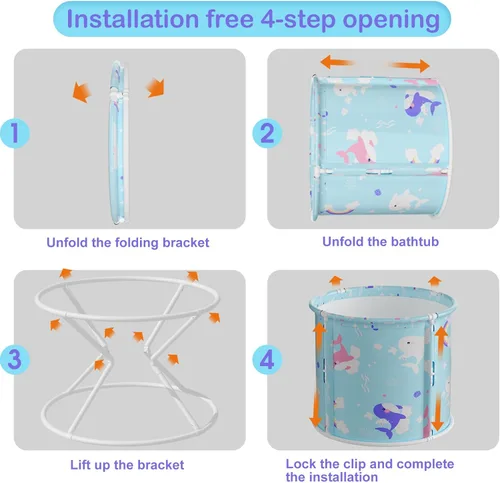 Miniatura 4 de Bañera portátil, bañera plegable para niños y niñas, bañera de terapia para cabina de ducha, baño, bañera plegable japonesa para remojar caliente