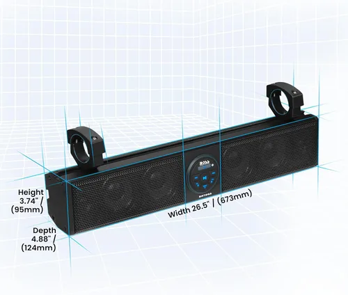 Miniatura 5 de BOSS Audio Systems BRT26A - Barra de sonido ATV UTV de 26 pulgadas de ancho, altavoces de 4 pulgadas, tweeters de cúpula suave de 1 pulgada, rango