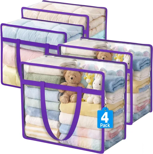 Miniatura 9 de Bolsas de almacenamiento Budding Joy con cierre transparente para ropa, organizadores de armario de 40L y contenedores de almacenamiento, bolsa