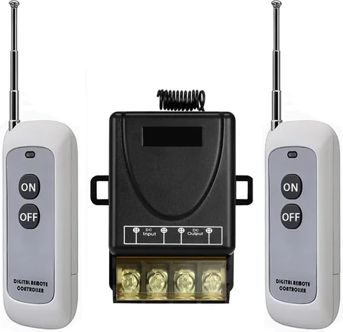 Interruptor de control remoto de 12 V CC, interruptor de relé remoto inalámbrico de bajo voltaje 12V/24V/10A/20A/30A con alcance largo de 984 pies