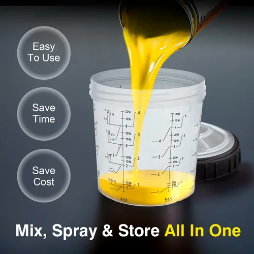 Miniatura 6 de Vaso mezclador de pintura desechable para pistola de pintura automotriz, compatible con el sistema original 1.0 (no 2.0), kit de 50 piezas de 20