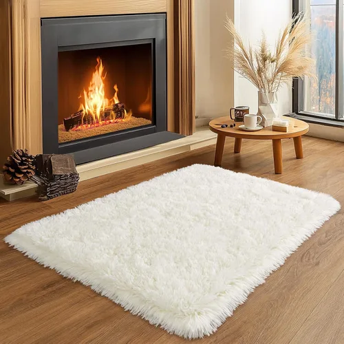 Miniatura 210 de Alfombras de área de 8x10 para sala de estar, alfombra shaggy grande ultra suave y esponjosa para dormitorio, alfombras de felpa mullida Blanco crema