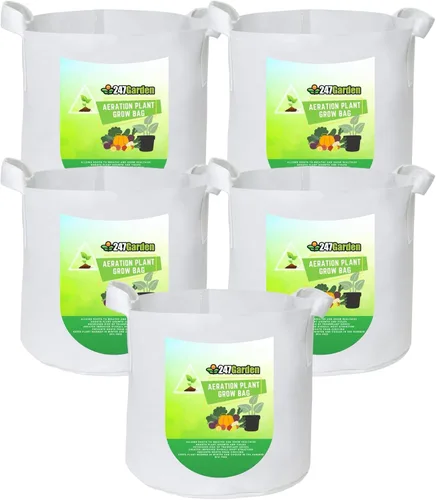 Miniatura 8 de 247Garden Paquete de 2 bolsas de cultivo de 200 galones/macetas de tela de aireación con asas (300 GSM, negro, 24A x 50D)