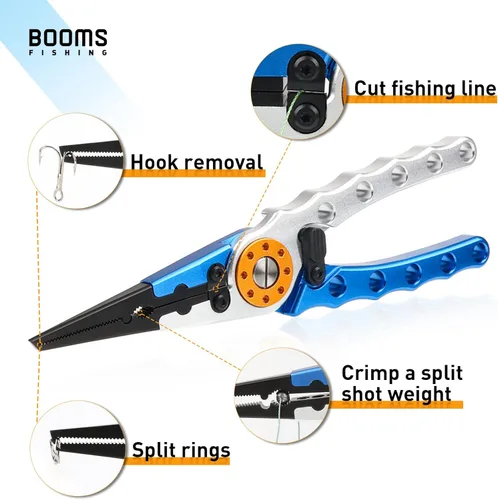 Miniatura 3 de Booms Fishing X1 Alicates de Pesca de Aluminio para Agua Salada, Kit de Aparejos de Pesca de Surf, Multiherramienta de Pesca Removedor de Anzuelos